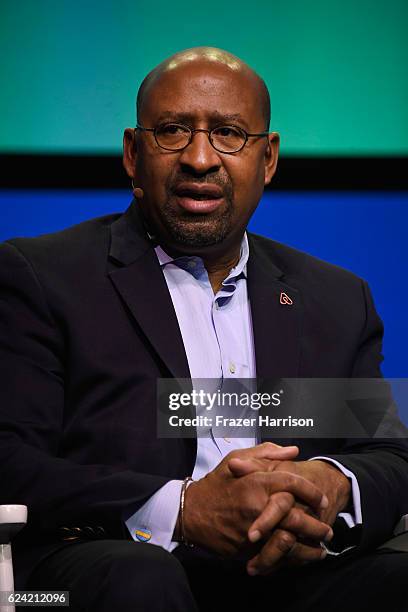 Chair of Airbnb's Mayoral Advisory Board & 98th Mayor of Philadelphia, Michael Nutter speaks onstage during The Making of a Movement for Home Sharing...