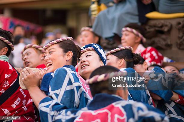 nonoji mawashi ritual in sawara autumn festival - saba sushi stock pictures, royalty-free photos & images