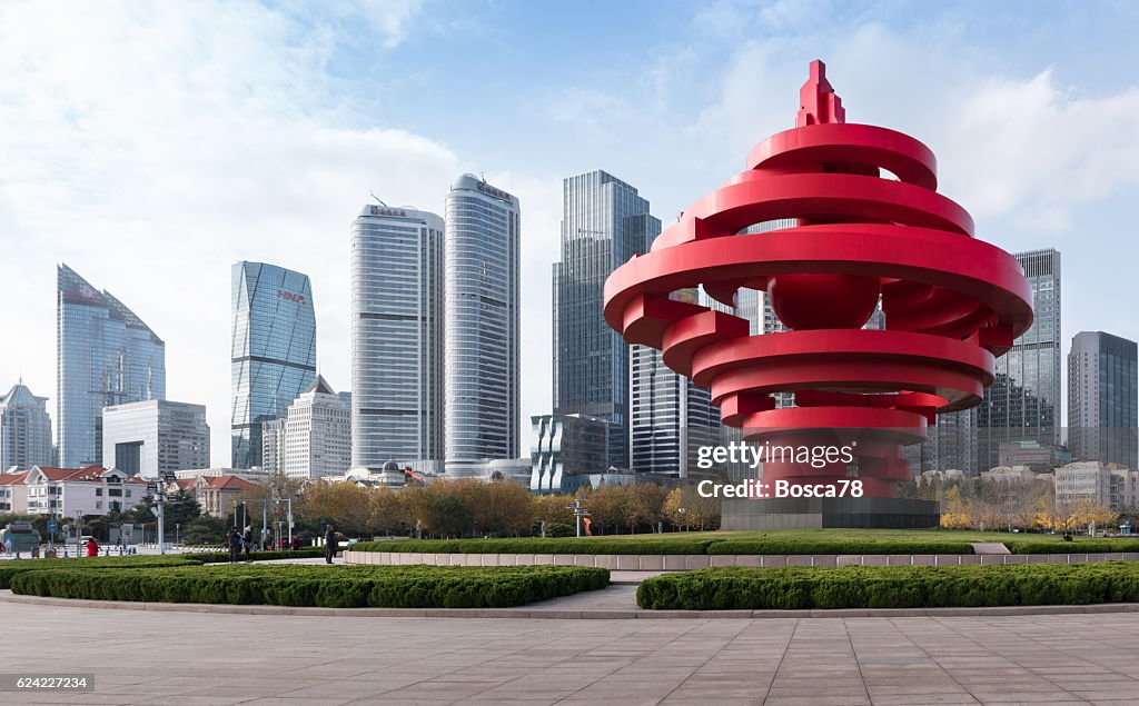 Downtown Qingdao seen from May Forth square