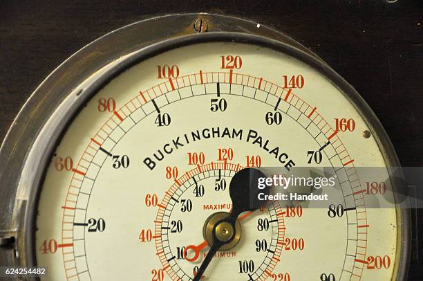 In this handout image released by Buckingham Palace, a water pressure gauge is pictured at Buckingham Palace on October 1, 2015 in London, England....