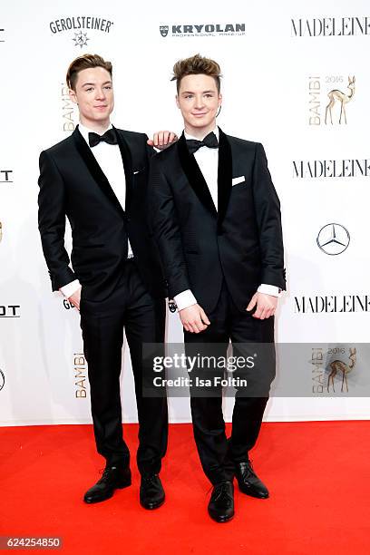 Singer brothers Roman Lochmann and Heiko Lochmann arrive at the Bambi Awards 2016 at Stage Theater on November 17, 2016 in Berlin, Germany.