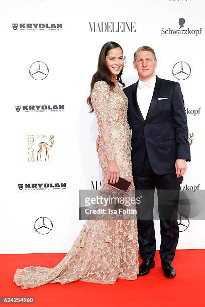 Former german national soccer player Bastian Schweinsteiger and his wife Ana Ivanovic arrive at the Bambi Awards 2016 at Stage Theater on November...