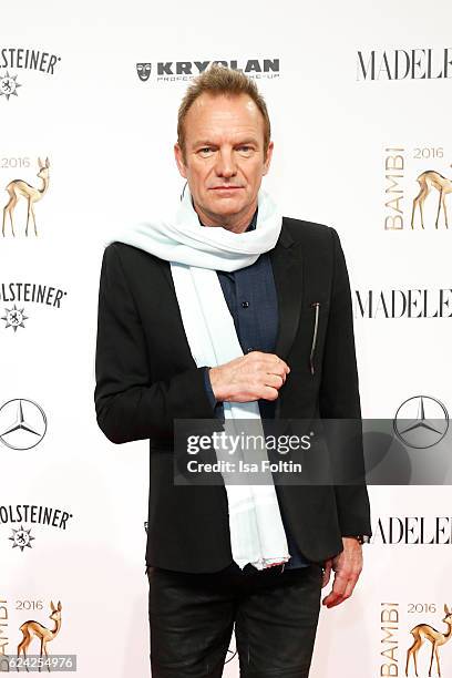 Musician Sting arrives at the Bambi Awards 2016 at Stage Theater on November 17, 2016 in Berlin, Germany.