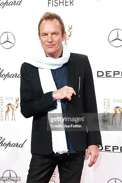 Musician Sting arrives at the Bambi Awards 2016 at Stage Theater on November 17, 2016 in Berlin, Germany.