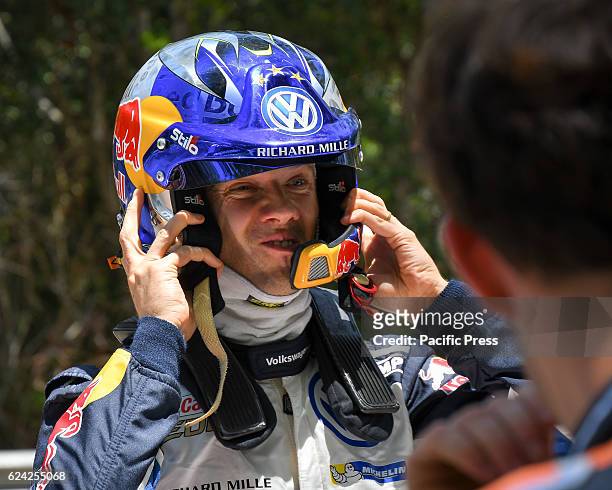 Four time world rally champion Sebastien Ogier of Volkswagen Motorsport Polo R pictured during day two of Rally Australia, the 14th and final round...
