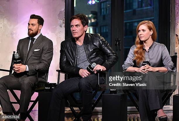 Cast members Aaron Taylor Johnson, Michael Shannon and Amy Adams discuss their film "Nocturnal Animals" at the Build Series at AOL HQ on November 18,...