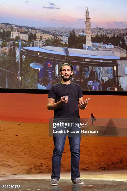 Fares Nimri speaks onstage during Welcome Home: How Hospitality Can Provide Shelter, Revive Communities, and Make the World a Better Place at The Los...