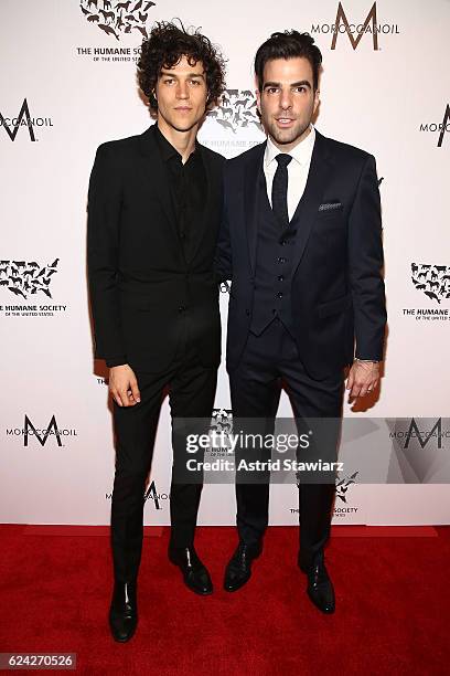 Miles McMillan and Zachary Quinto attend 2016 Humane Society Of The United States To The Rescue! New York: Saving Animal Lives at Cipriani 42nd...