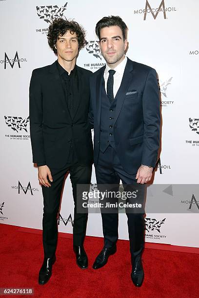 Miles McMillan and actor Zachary Quinto attends The Humane Society of the United States Hosts Annual To The Rescue! New York: Saving Animal Lives at...