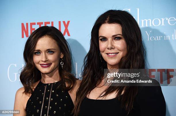 Actresses Alexis Bledel and Lauren Graham arrive at the premiere of Netflix's "Gilmore Girls: A Year In The Life" at the Regency Bruin Theatre on...