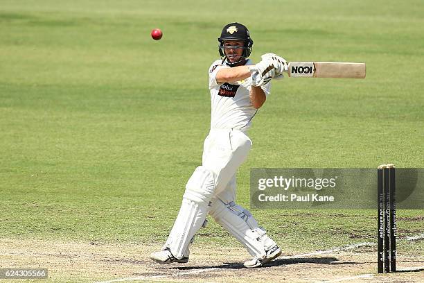 Jonathan Wells of Western Australia bats during day three of the Sheffield Shield match between Western Australia and Tasmania at WACA on November...