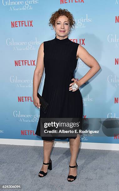 Actress Alex Kingston attends the premiere of Netflix's "Gilmore Girls: A Year In The Life" at the Regency Bruin Theatre on November 18, 2016 in Los...