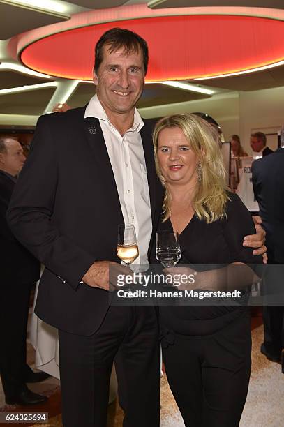 Former discus thrower Lars Riedel and his wife Katja Riedel during the charity dinner hosted by the Leon Heart Foundation at Hotel Vier Jahreszeiten...