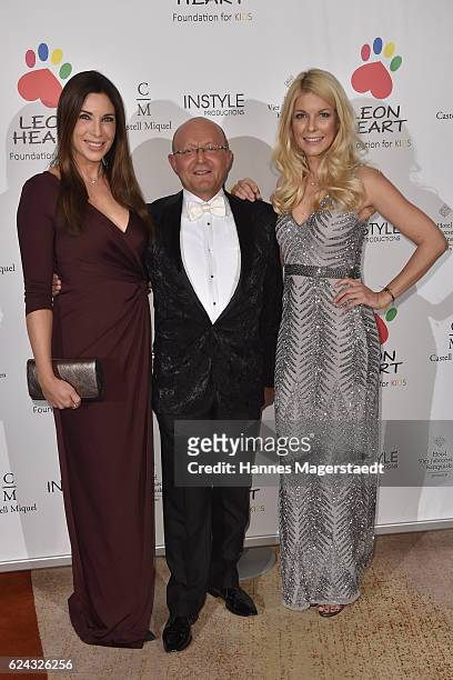 Alexandra Polzin, Michael Popp and Tina Kaiser during the charity dinner hosted by the Leon Heart Foundation at Hotel Vier Jahreszeiten on November...