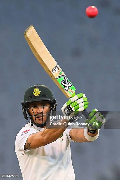 Faf du Plessis of South Africa bats during the One Day International tour match between Victoria and South Africa at Melbourne Cricket Ground on...