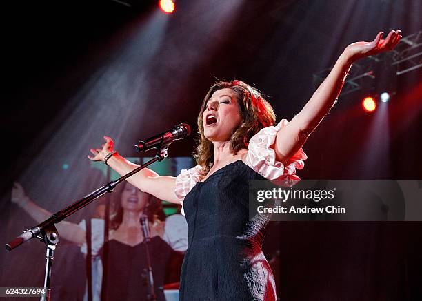 American singer-songwriter Amy Grant performs on stage at Abbotsford Entertainment and Sports Centre on November 18, 2016 in Abbotsford, Canada.