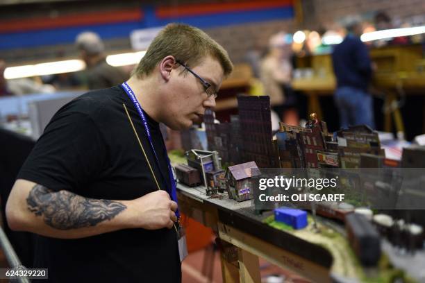 Model railway enthusiast Dan Beresford controls a layout entitled 'West Allen Street', during the Wakefield Railway Modellers' Society's 55th Annual...