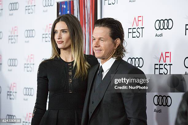 Model Rhea Durham with producer/actor Mark Walhberg attend the AFI 2016 Fest presented by AUDI closing night screening of Patriots Day at TCL Chinese...