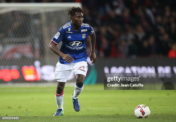 Mapou Yanga-Mbiwa of Lyon in action during the French Ligue 1 match between Lille OSC and Olympique Lyonnais at Stade Pierre-Mauroy on November 18,...