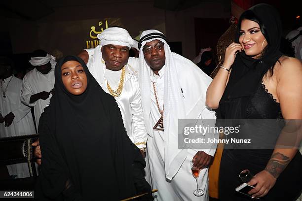 Lil' Mo, Big Fendi, and Uncle Murda attend Fabolous' A Night In FABU DHABI Birthday Celebration on November 18, 2016 in New York City.