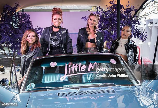 Jesy Nelson, Jade Thirlwall, Perrie Edwards and Leigh-Anne Pinnock from Little Mix attend a photocall for their new album 'Glory Days' at Riverside...