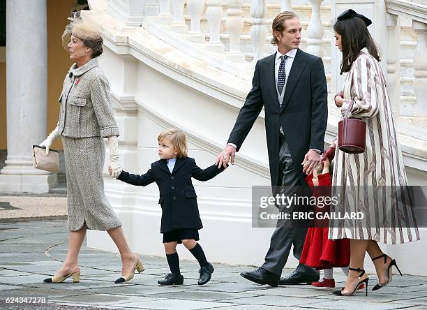 Princess Caroline of Hanover , Andrea and Tatiana Casiraghi attend celebrations marking Monaco's National Day at the Monaco Palace November 19, 2016....