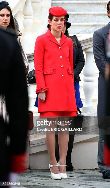 Monaco's Princess Charlotte Casiraghi attends the celebrations marking Monaco's National Day at the Monaco Palace on November 19, 2016. / AFP / POOL...