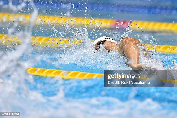 Park Taehwan of South Korea competes in the Men's 100m Freestyle final during the 10th Asian Swimming Championships 2016 at the Tokyo Tatsumi...