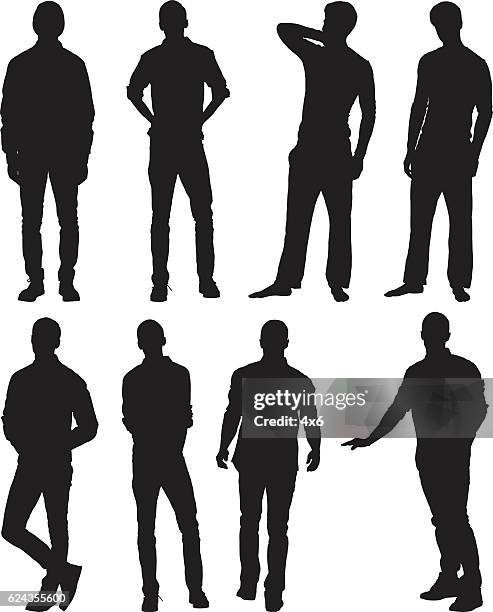 men in various action - hands behind back stock illustrations