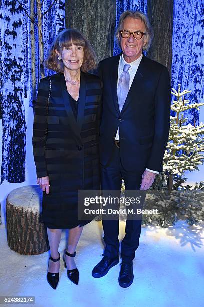 Pauline Smith and Sir Paul Smith attend Claridge's Christmas Tree 2016 Party, with tree designed by Sir Jony Ive and Marc Newson, at Claridge's Hotel...