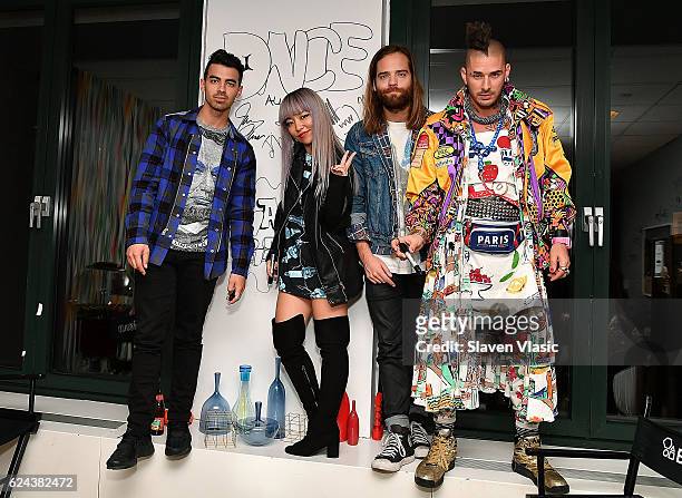Joe Jonas, JinJoo Lee, Jack Lawless and Cole Whittle of "DNCE" visit AOL BUILD at AOL HQ on November 18, 2016 in New York City.