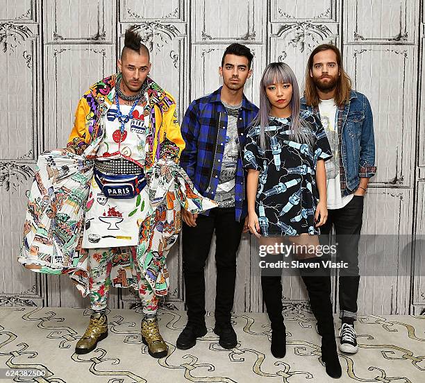 Cole Whittle, Joe Jonas, JinJoo Lee and Jack Lawless of "DNCE" visit AOL BUILD at AOL HQ on November 18, 2016 in New York City.