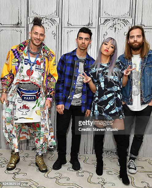 Cole Whittle, Joe Jonas, JinJoo Lee and Jack Lawless of "DNCE" visit AOL BUILD at AOL HQ on November 18, 2016 in New York City.