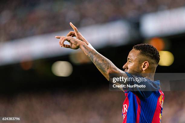 Neymar during the match between FC Barcelona vs Malaga CF, for the round 12 of the Liga Santander, played at Camp Nou Stadium on 19th November 2016...