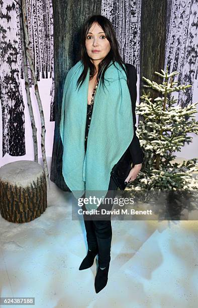 Annabelle Neilson attends Claridge's Christmas Tree 2016 Party, with tree designed by Sir Jony Ive and Marc Newson, at Claridge's Hotel on November...