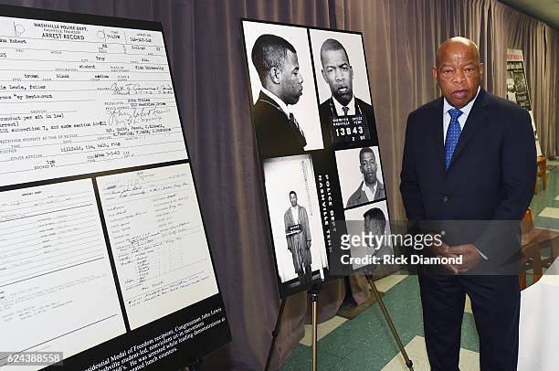 Congressman/Civil Rights Icon John Lewis views for the first time images and his arrest record for leading a nonviolent sit-in at Nashville's...