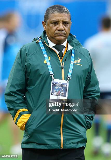 South Africa head coach Allister Coetzee during the international match between Italy v South Africa at Stadio Olimpico on November 19, 2016 in Rome,...