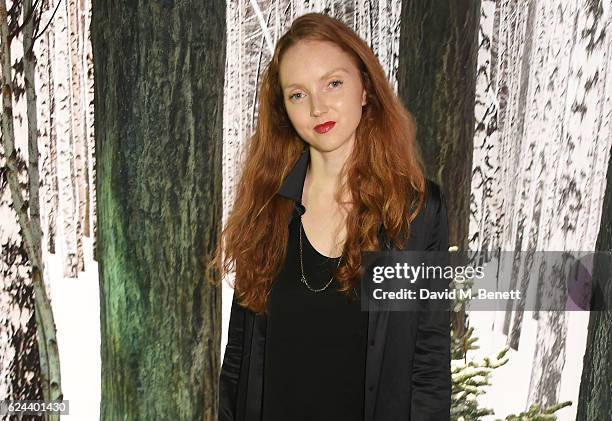 Lily Cole attends Claridge's Christmas Tree 2016 Party, with tree designed by Sir Jony Ive and Marc Newson, at Claridge's Hotel on November 19, 2016...