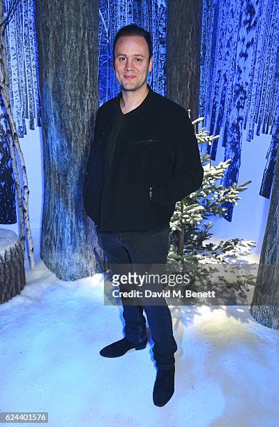 Nicholas Kirkwood attends Claridge's Christmas Tree 2016 Party, with tree designed by Sir Jony Ive and Marc Newson, at Claridge's Hotel on November...