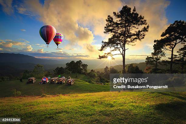 beautiful sunset nature background mountains and sky ,huai nam dang - chiang mai province stock pictures, royalty-free photos & images