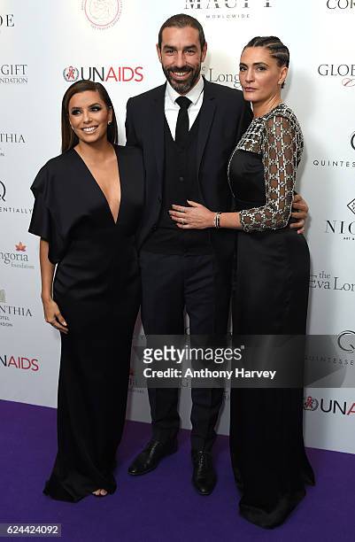 Eva Longoria, Robert Pires and Jessica Pires attend the Global Gift Gala London on November 19, 2016 in London, United Kingdom.