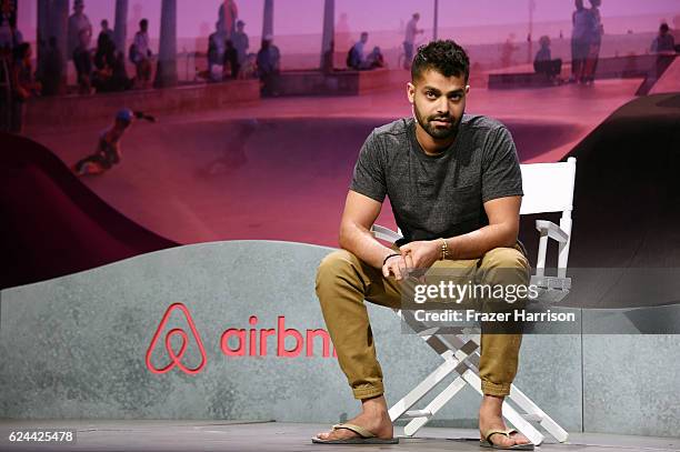 Global Story Telling, Neel Sharma speaks onstage during Insights from World Travelers at The Downtown Palace Theatre during Airbnb Open LA - Day 3 on...