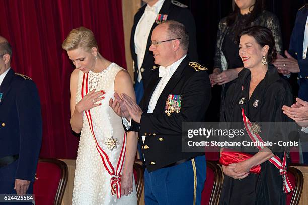 Princess Charlene of Monaco, Prince Albert II of Monaco and Princess Caroline of Hanover attend a Gala at the Grimaldi Forum during the Monaco...