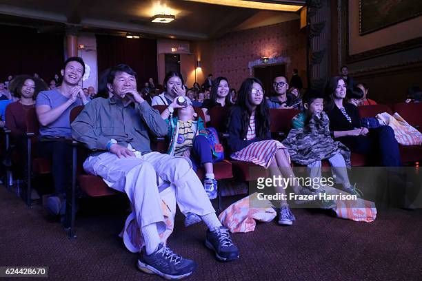 Guests attend Insights from World Travelers at The Downtown Palace Theatre during Airbnb Open LA - Day 3 on November 19, 2016 in Los Angeles,...