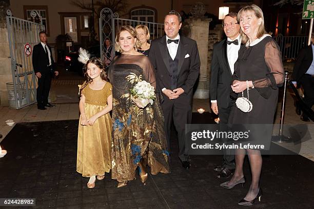 Grand Duchess Maria Teresa of Luxembourg and Luxembourg Prime Minister Xavier Bettel arrive for the 20th Luxembourg Red Cross Ball Gala on November...