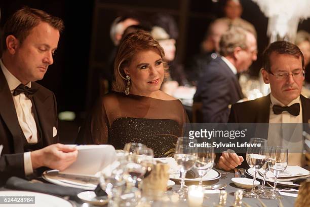 Luxembourg Prime Minister Xavier Bettel Grand Duchess Maria Teresa of Luxembourg and Luxembourg Red Cross Director General Michel Simonis attend 20th...
