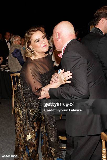 Grand Duchess Maria Teresa of Luxembourg greets Francois Xavier de Sanbucy de Sorgues as she attends 20th Luxembourg Red Cross Ball Gala on November...