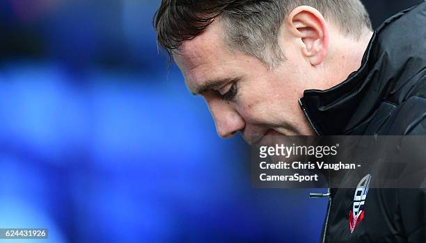 Bolton Wanderers manager Phil Parkinson during the Sky Bet League One match between Bolton Wanderers and Millwall at Macron Stadium on November 19,...