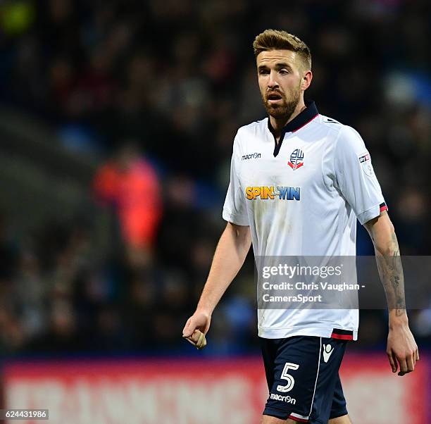 Bolton Wanderers' Mark Beevers during the Sky Bet League One match between Bolton Wanderers and Millwall at Macron Stadium on November 19, 2016 in...