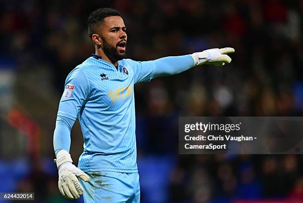 Millwall's Jordan Archer during the Sky Bet League One match between Bolton Wanderers and Millwall at Macron Stadium on November 19, 2016 in Bolton,...